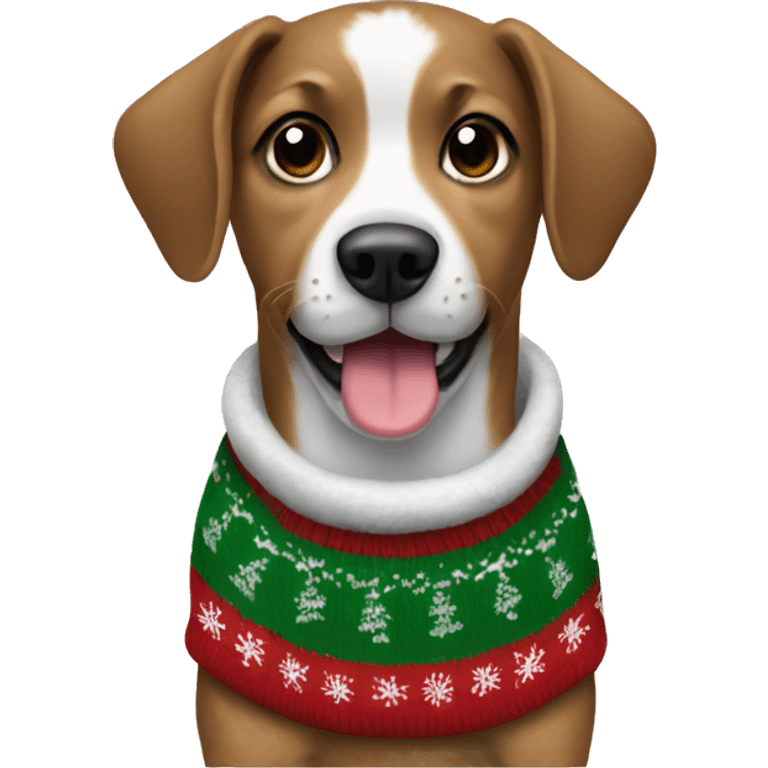 Dog wearing a Christmas sweater emoji