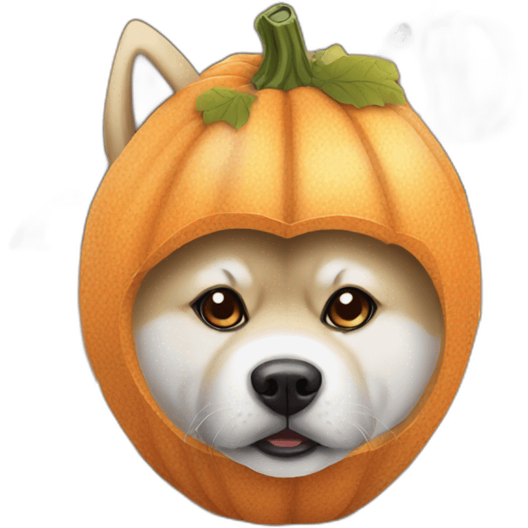 Akita dog wearing a pumpkin costume emoji