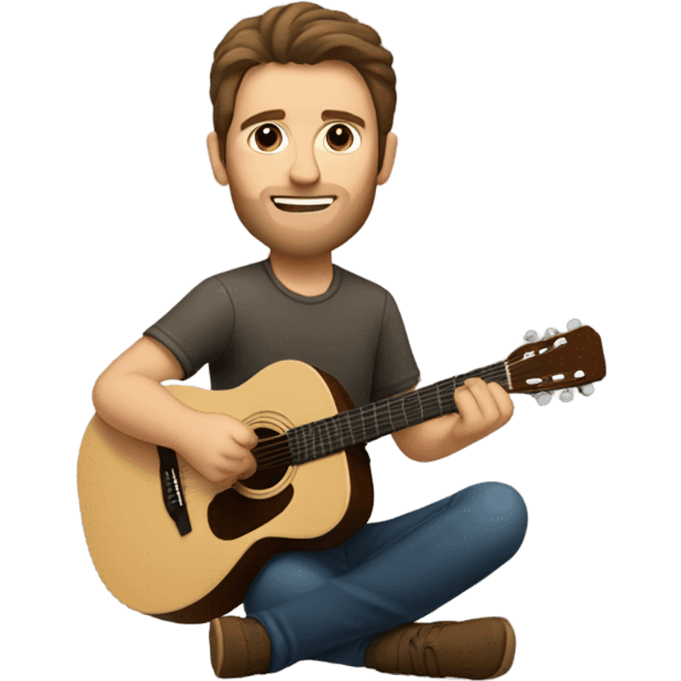 Caucasian man with brown hair playing acoustic guitar emoji