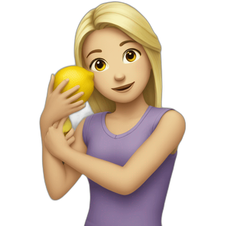 Girl hug a lemon  emoji