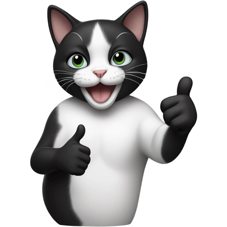 Black and white  cat thumbs up  emoji