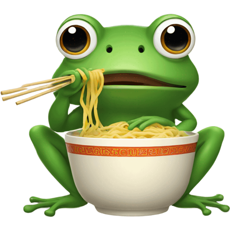 Frog eating noodles emoji