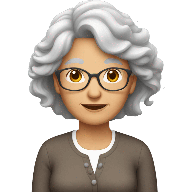 Grandma with long brown hair emoji