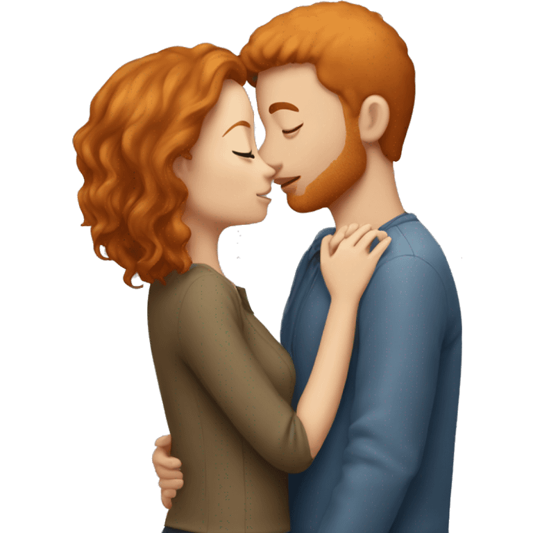 Brown hair girl kissing ginger guy emoji