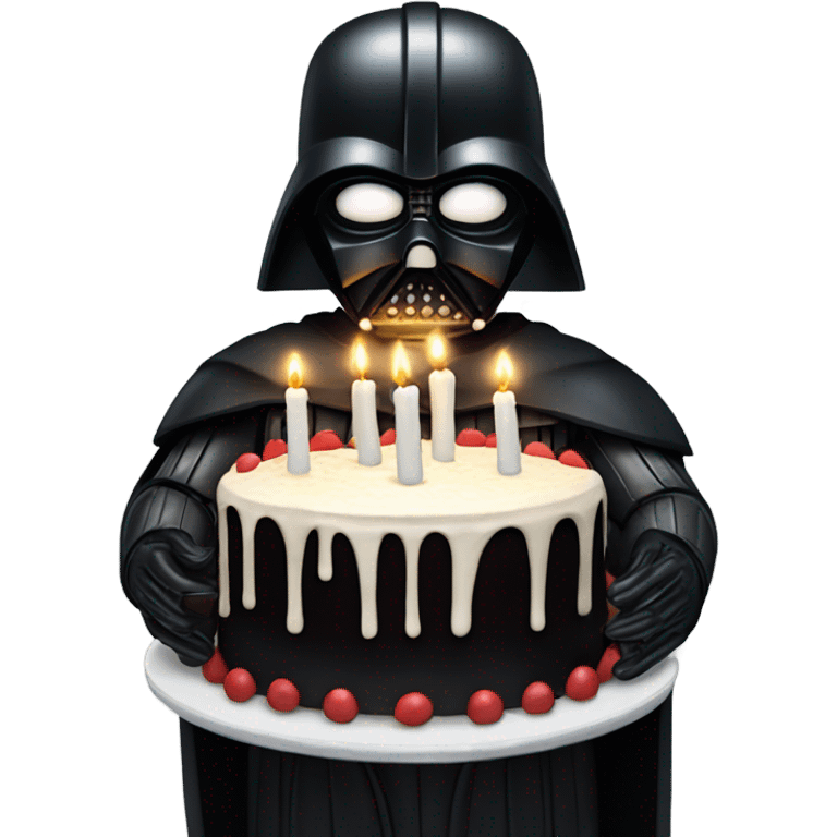 Darth Vader holding birthday cake with candles  emoji