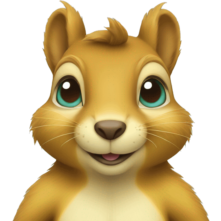 yellow squirrel with brown hair and cyan eyes emoji