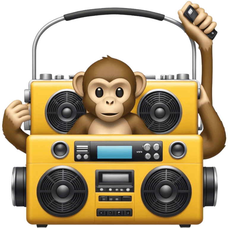 Monkey on a train with a boombox emoji