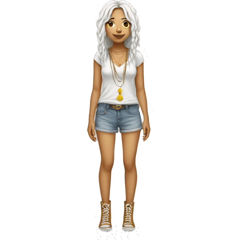 full body white hippy girl with nose ring  emoji