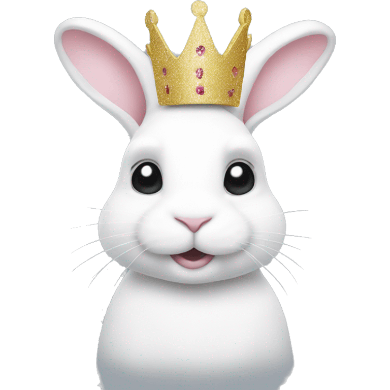 White rabbit with a glitter crown  emoji