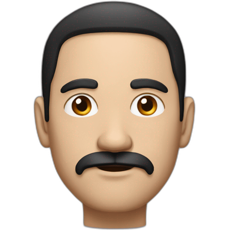 Serious man with black thin and short moustache and short straight black hair emoji