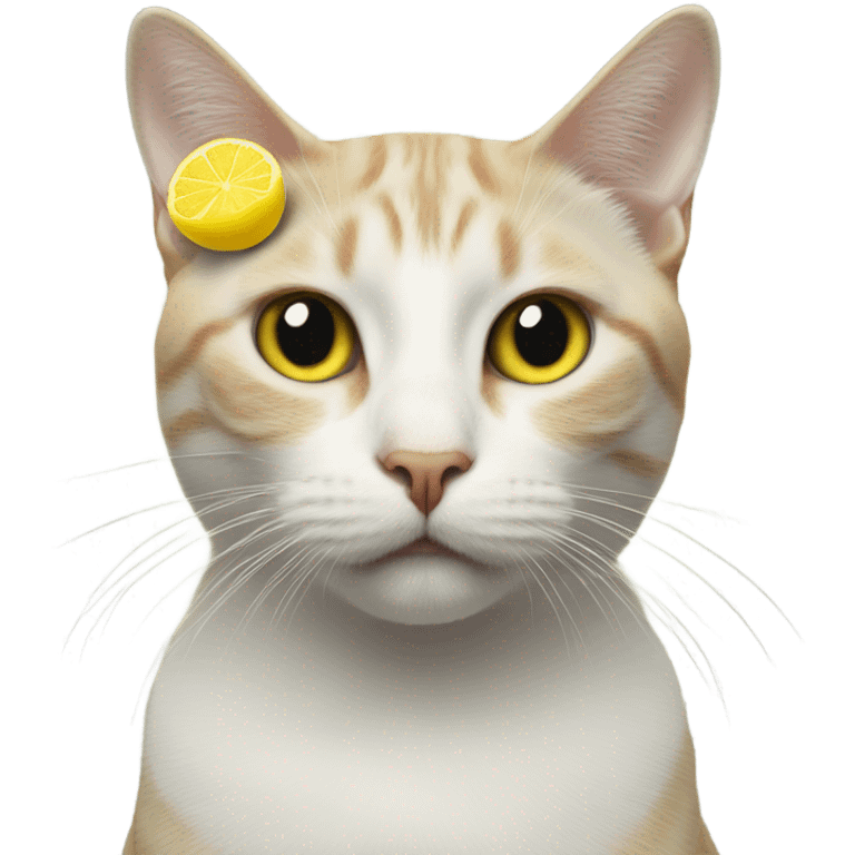 Cat with lemon head emoji