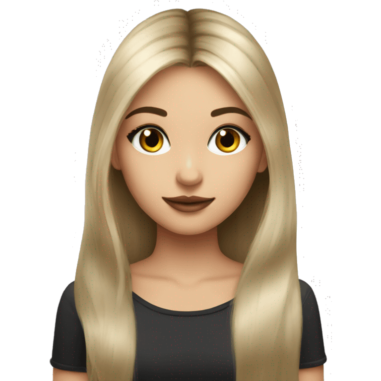 pretty girl long hair makeup with black kitten emoji