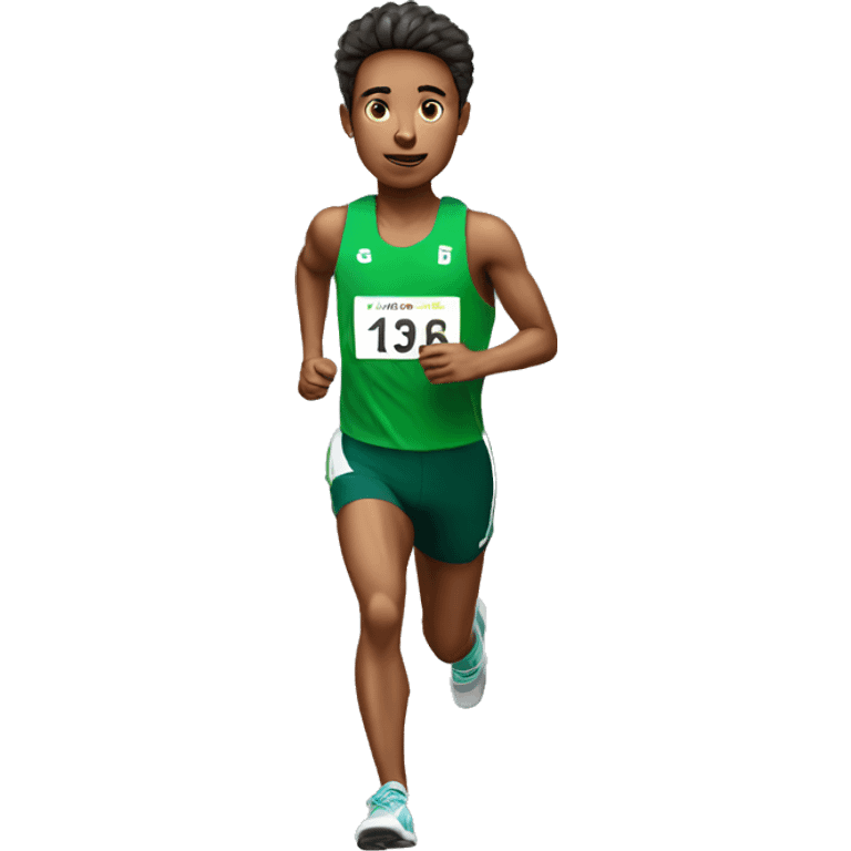 Runners with green Jersey and using bib number emoji