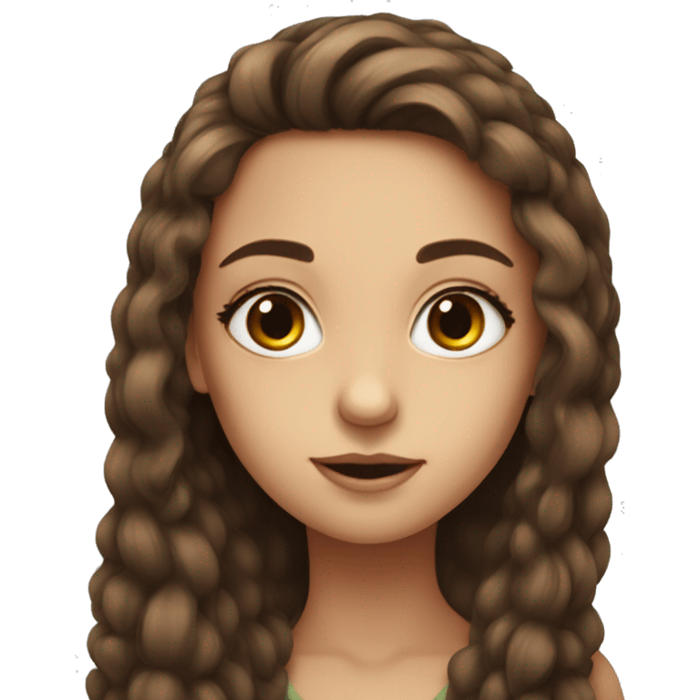 girl with long brown hair, long eye lashes, gorgeous emoji