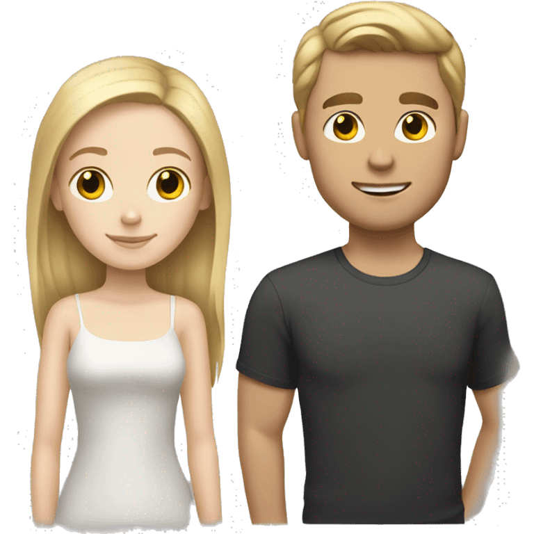 Brunette white girl with blond white man emoji