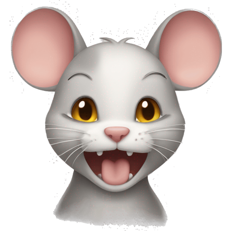 Mouse biting a cat emoji