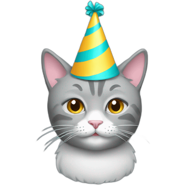 gray cat party hat emoji