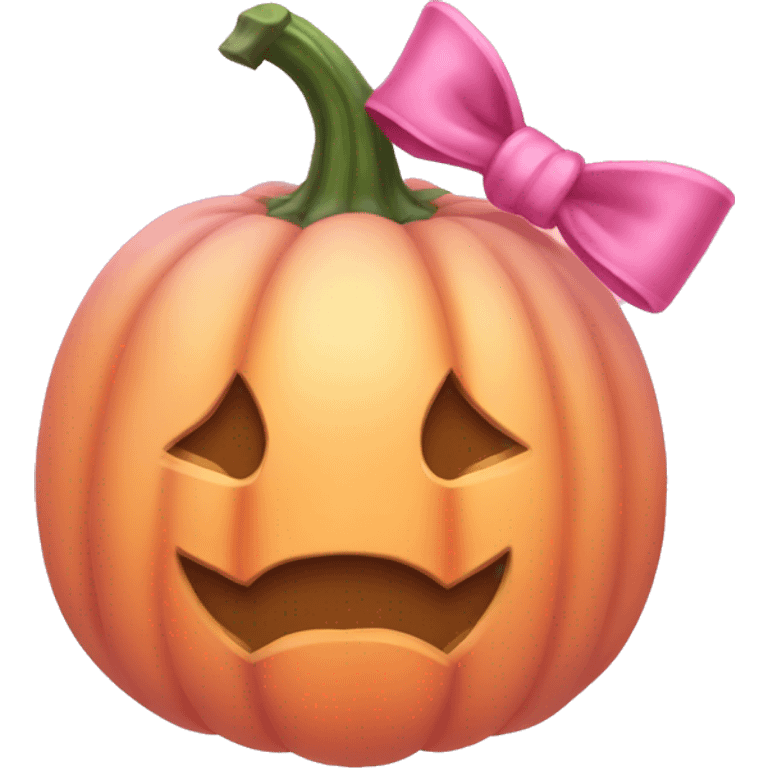 Light pink soft Pumpkin with a pink bow emoji