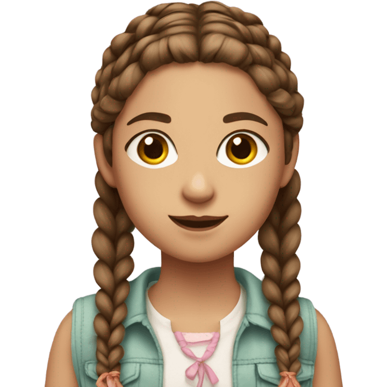 a girl with medium brown hair in braids and in summer outfit emoji