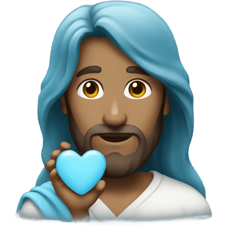 Jesus holding a light blue heart  emoji