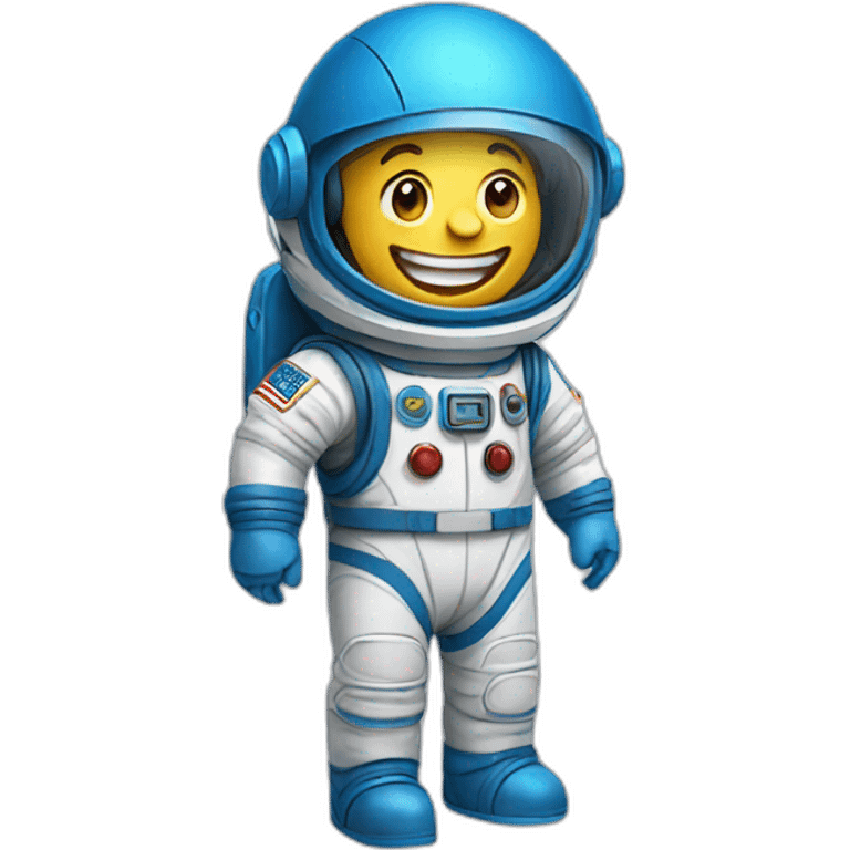 Smiling spaceman wearing a blue helmet emoji