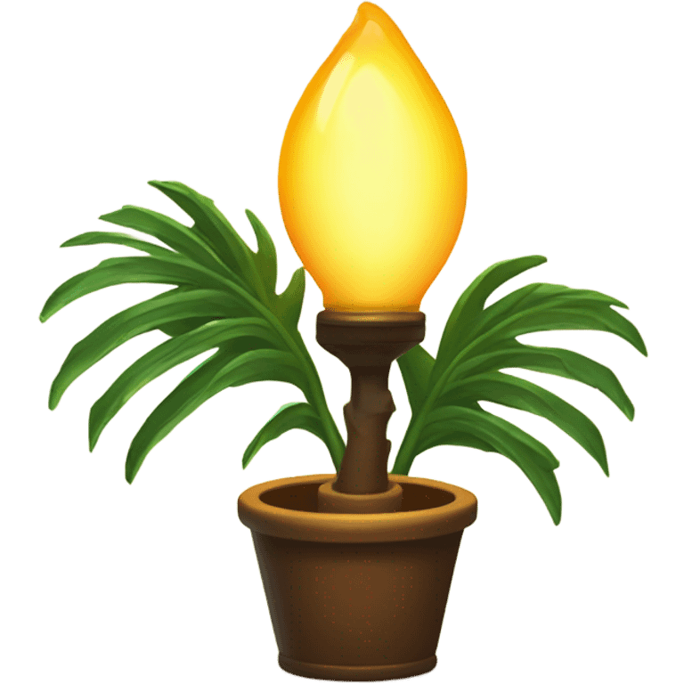 a lamp on and a palm branch emoji