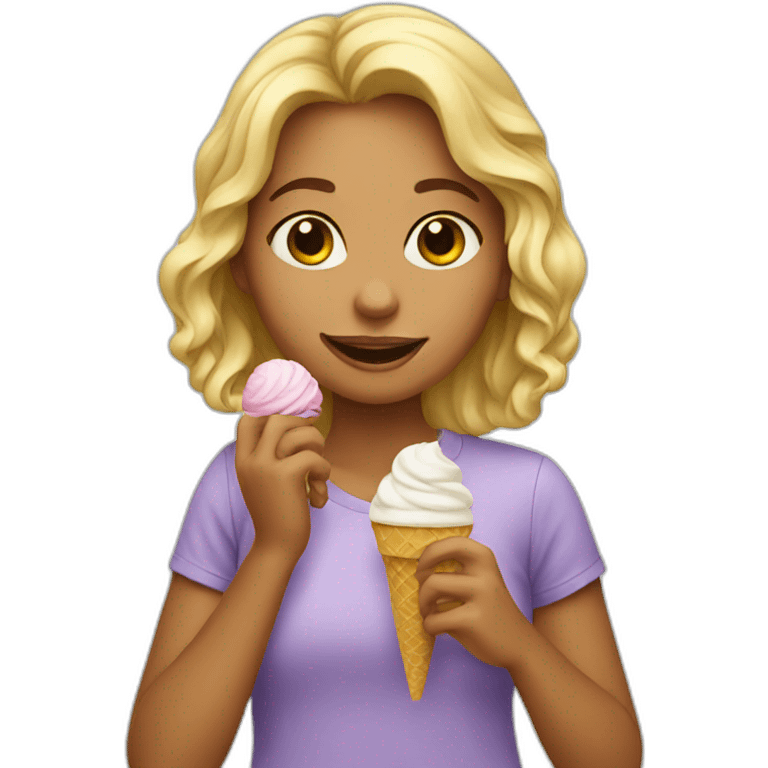 Girl eating ice cream emoji