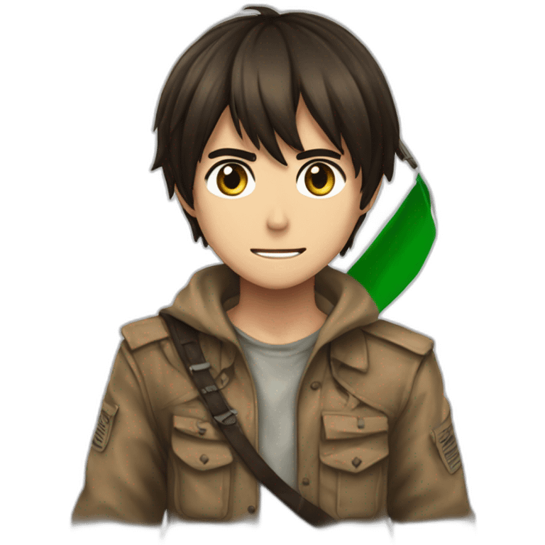 Eren yeager Holding the Palestinian flag   emoji