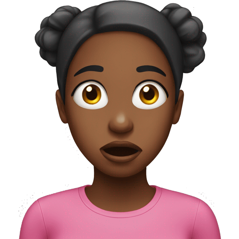 shocked black girl wearing pink emoji