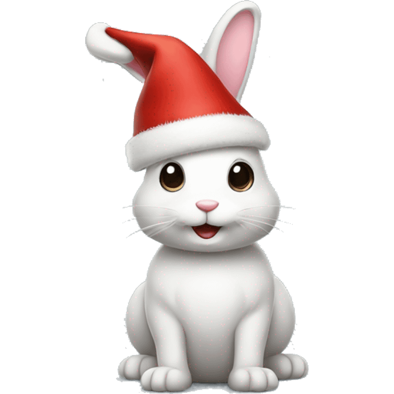 Bunny with Christmas hat emoji