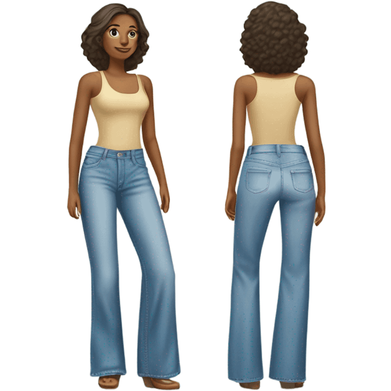 Realistic Wide Long leg high waisted light blue jeans, isolated emoji