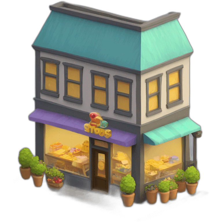 3d toon shop isometric emoji