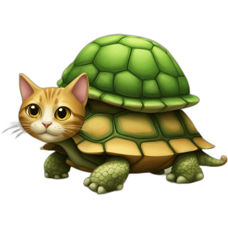 A cat on top of a turtle emoji