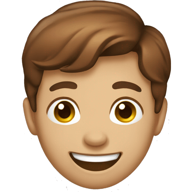 emoji brown hair with laughing happy face, no body emoji