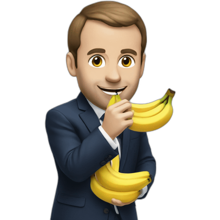 Macron eat a banana emoji