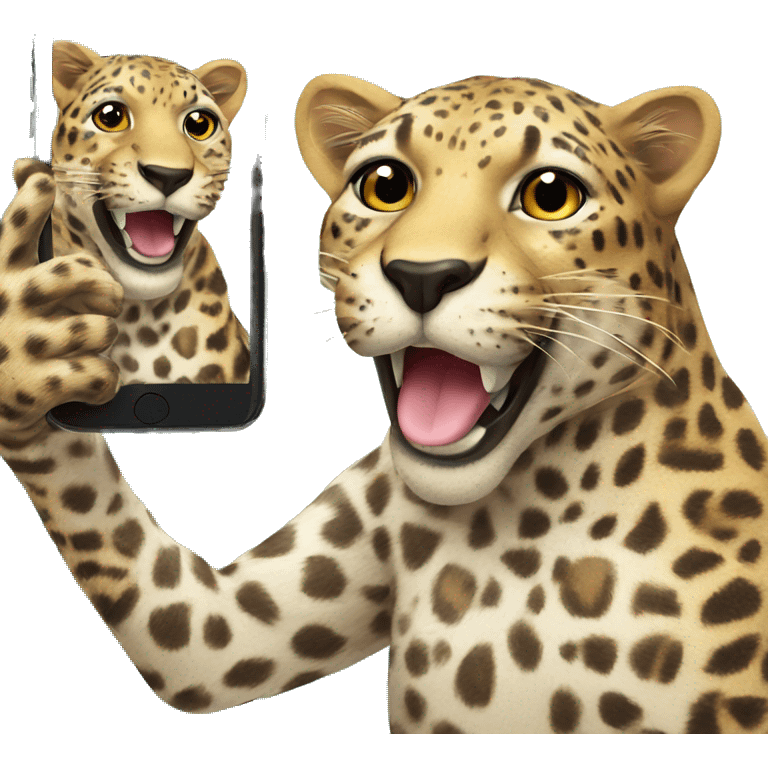 Leopard taking selfies  emoji