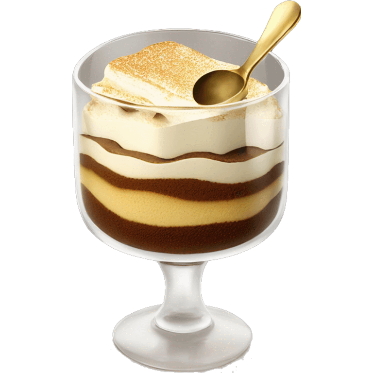 Tiramisu in glass with gold spoon emoji