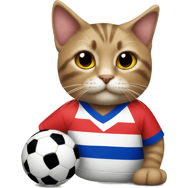 Cat wearing a puerto flag soccer shirt emoji