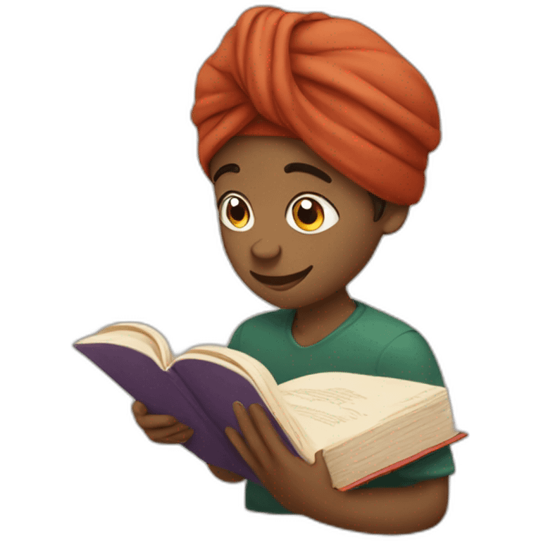 Boy read a book with Turban emoji