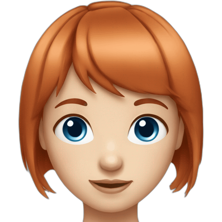 Cute Redhead girl with bangs and blue eyes emoji