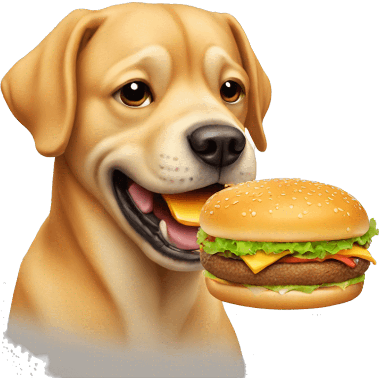 Dog eating burger emoji