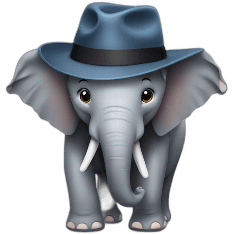 elephant wearing fedora emoji