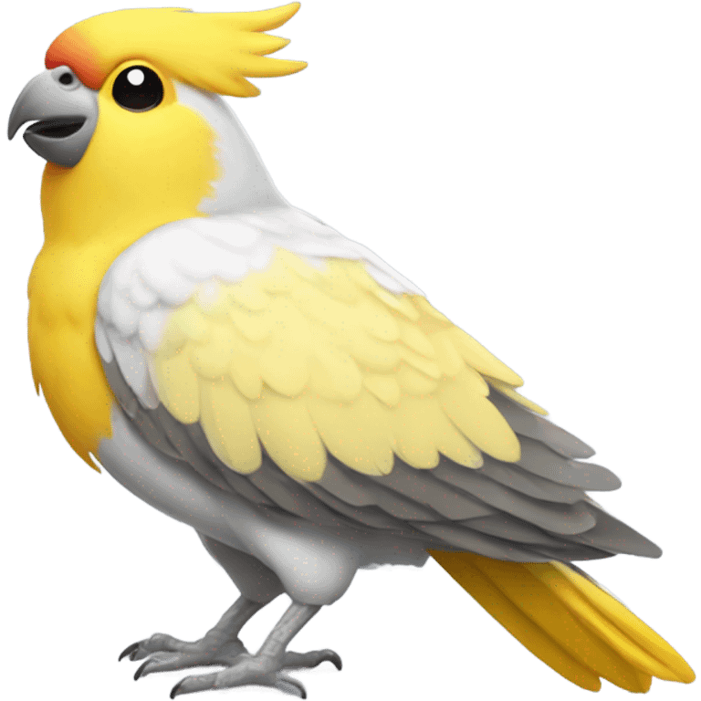 cockatiel bird holding pizza in its mouth emoji