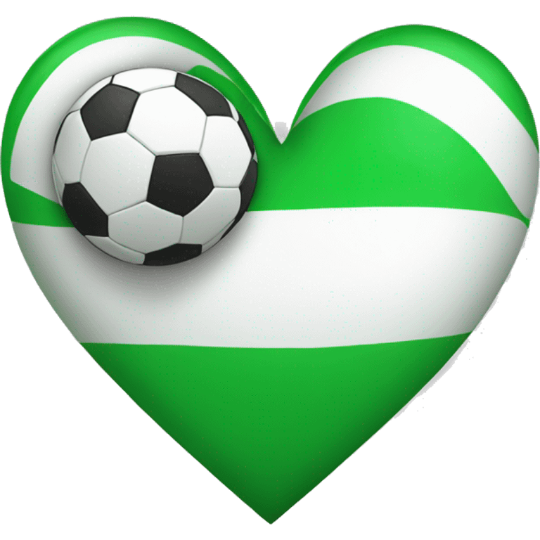 Create green and white heart with soccer ball emoji