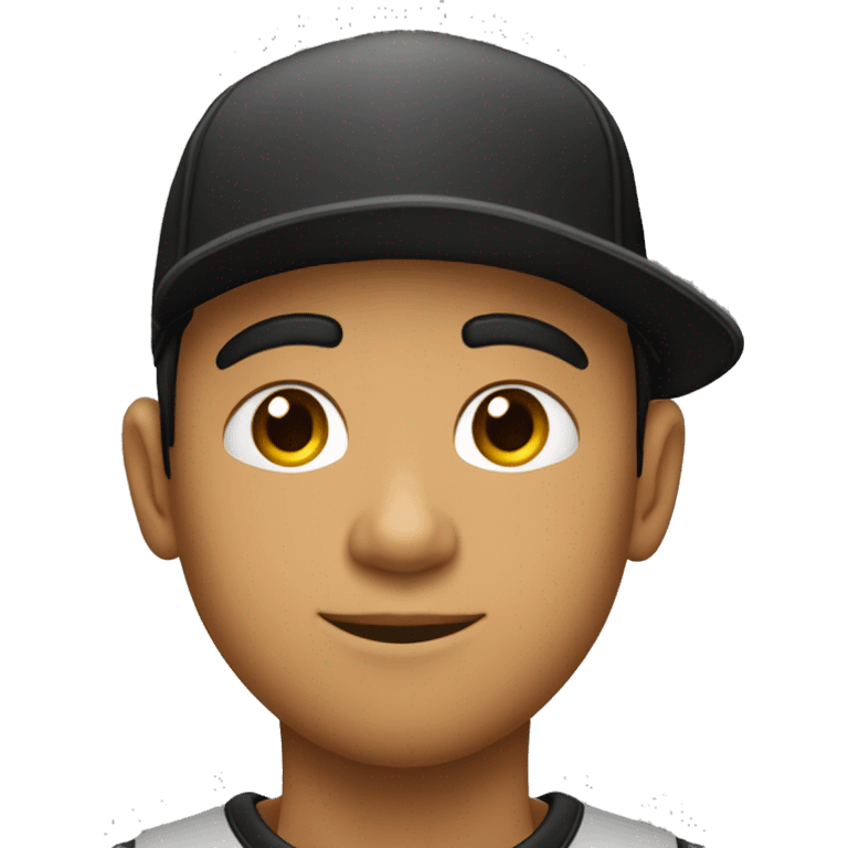 pfp moreno con aros y joven pelo rizado ojos negros y con gorra negra emoji