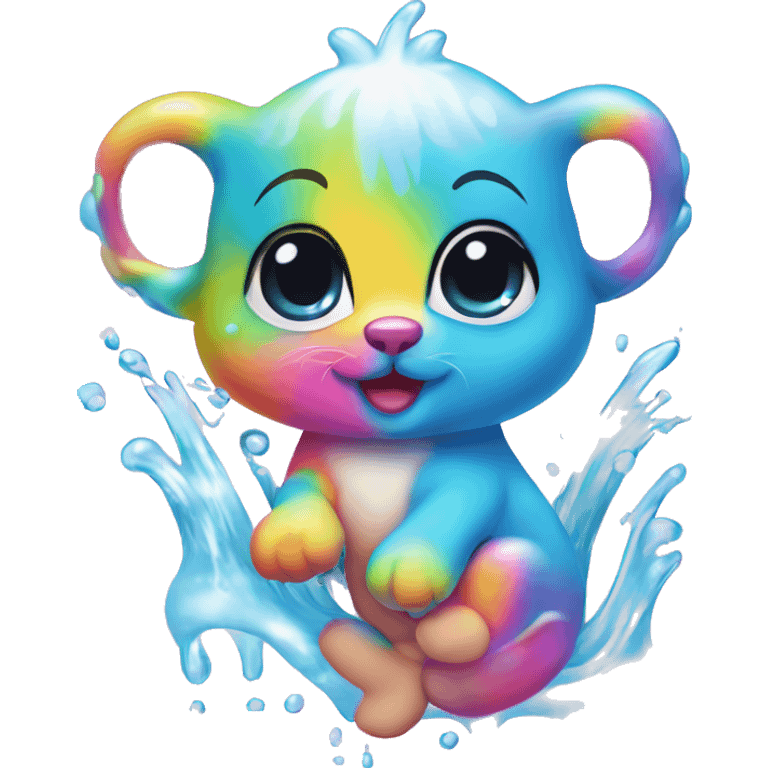 Lisa frank baby animal in water  emoji