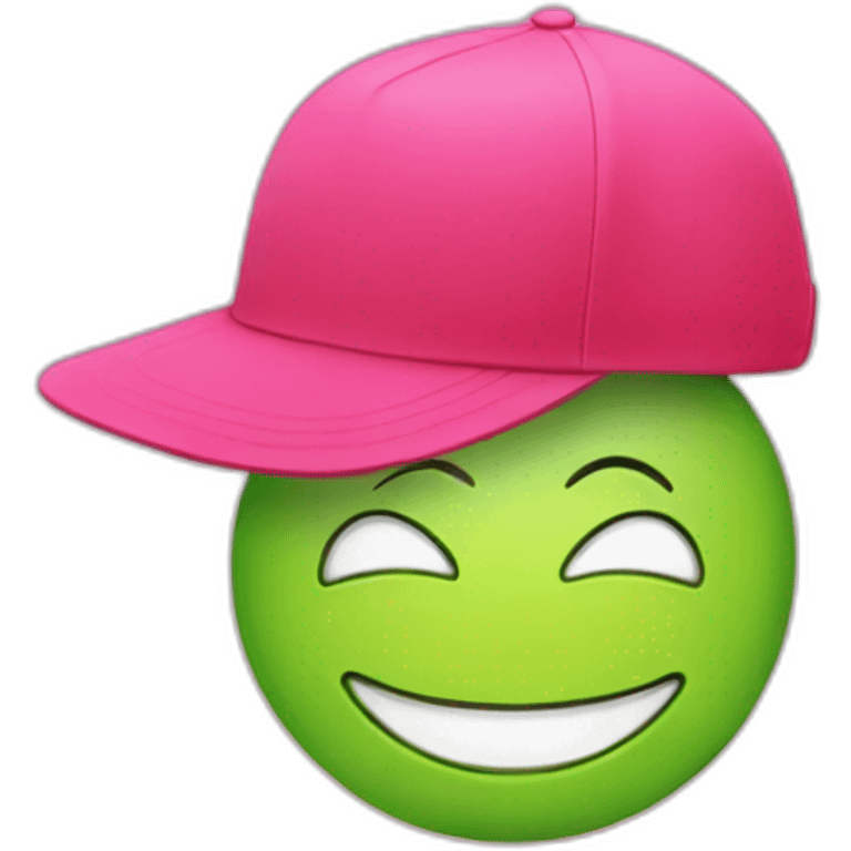 Smiling   pink، hat green ، emoji red emoji