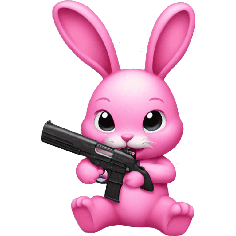 pink bunny with a gun  emoji