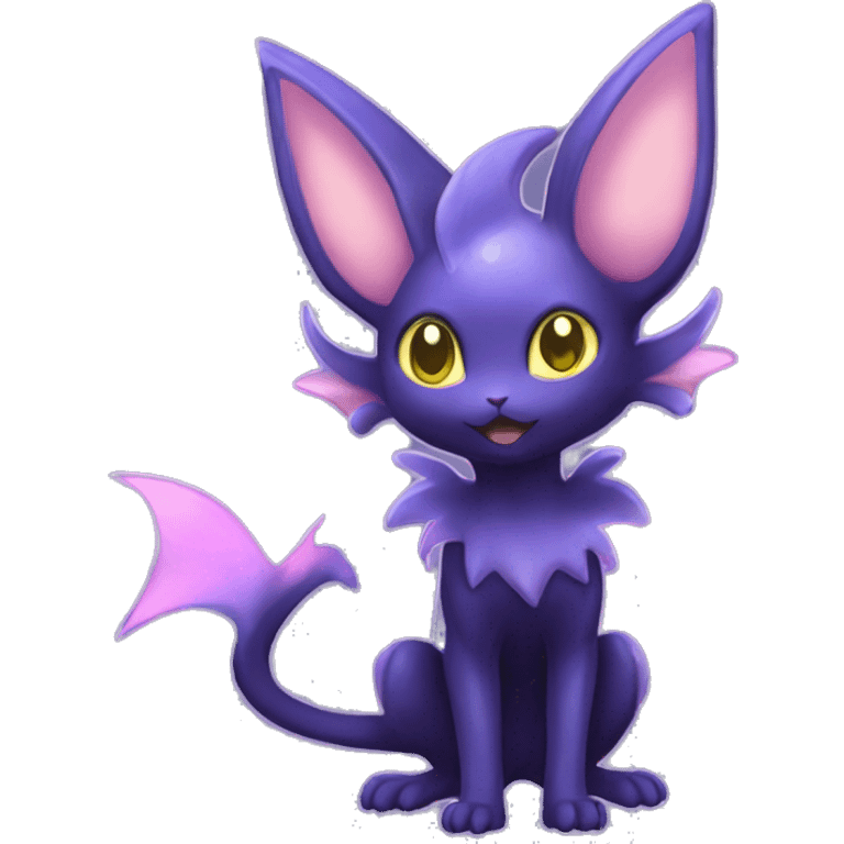 Shiny Cute Kawaii Ethereal Dark Noibat-Delcatty-Espeon-fusion-hybrid full body emoji