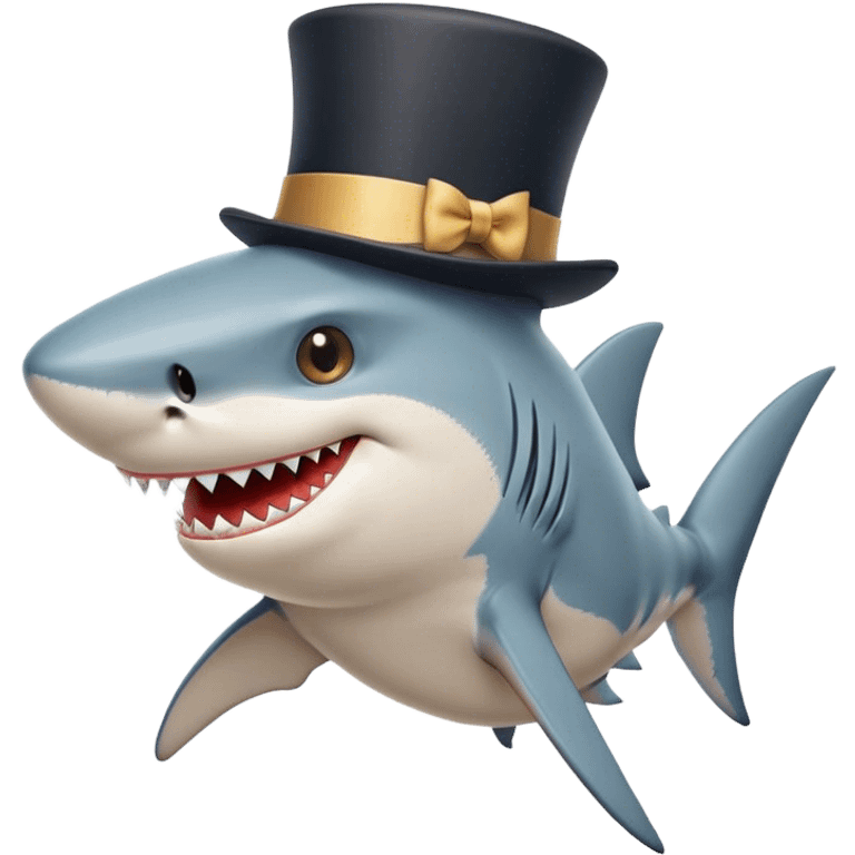 Shark with a top hat emoji